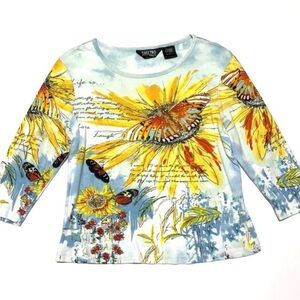 LAST CHANCE! Vintage 90s Butterfly Print Cotton Knit Top M/L